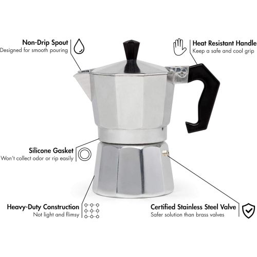  Primula Stovetop Espresso and Coffee Maker, Moka Pot for Classic Italian and Cuban Cafe Brewing, Cafetera, Three Cup