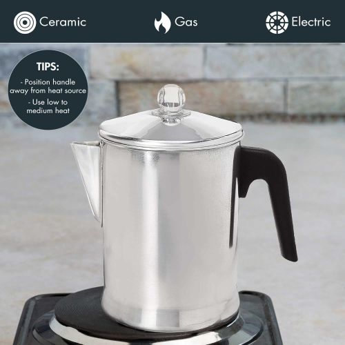  Primula TPA-3609 Today Aluminum Stove Top Percolator Maker Durable, Brew Coffee On Stovetop, Grill Or Campfire, 9 Cup