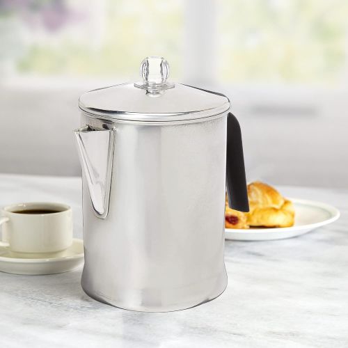  Primula TPA-3609 Today Aluminum Stove Top Percolator Maker Durable, Brew Coffee On Stovetop, Grill Or Campfire, 9 Cup