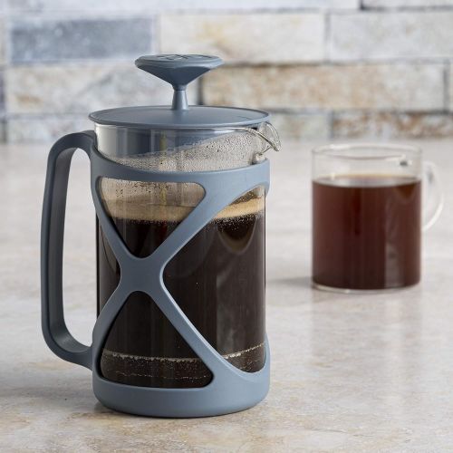  Primula Tempo French Press Premium Filtration with No Grounds, Heat Resistant Borosilicate Glass, Blue, 24 oz