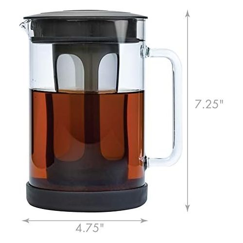  Primula Pace Cold Brew Iced Coffee Maker with Durable Glass Pitcher and Airtight Lid, Dishwasher Safe, Perfect 6 Cup Size, 1.6 Qt
