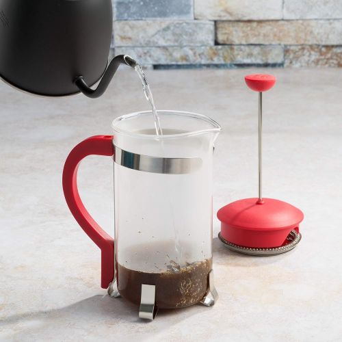  Primula Classic Stainless Steel French Press Coffee/Tea Maker Premium Filtration, No Grounds, Heat Resistant Borosilicate Glass, 8 Cup / 32 Oz, Red