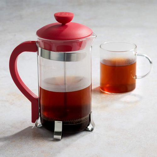  Primula Classic Stainless Steel French Press Coffee/Tea Maker Premium Filtration, No Grounds, Heat Resistant Borosilicate Glass, 8 Cup / 32 Oz, Red