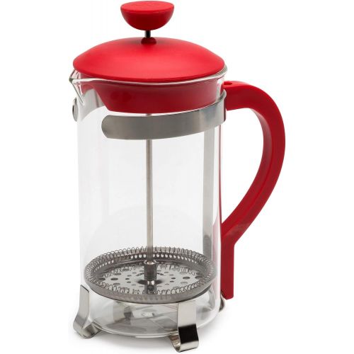  Primula Classic Stainless Steel French Press Coffee/Tea Maker Premium Filtration, No Grounds, Heat Resistant Borosilicate Glass, 8 Cup / 32 Oz, Red
