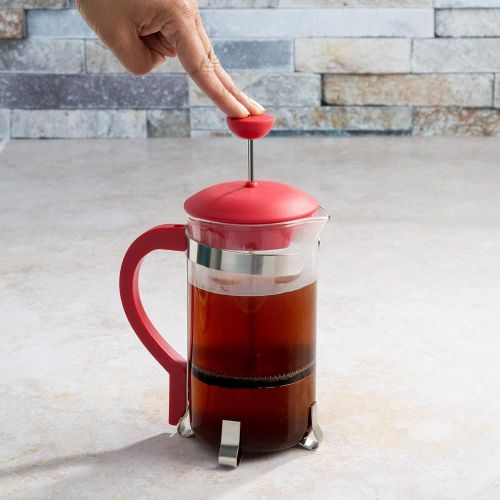  Primula Classic Stainless Steel French Press Coffee/Tea Maker Premium Filtration, No Grounds, Heat Resistant Borosilicate Glass, 8 Cup / 32 Oz, Red