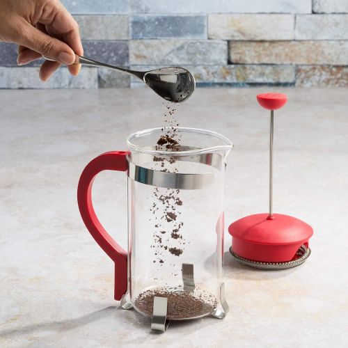  Primula Classic Stainless Steel French Press Coffee/Tea Maker Premium Filtration, No Grounds, Heat Resistant Borosilicate Glass, 8 Cup / 32 Oz, Red