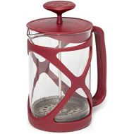 Primula Tempo French Press Premium Filtration with No Grounds, Heat Resistant Borosilicate Glass, 8 Cup, Red