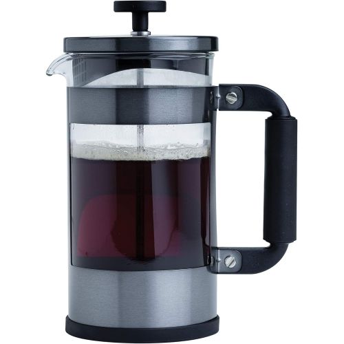  Primula Melrose French Tea Maker, Stainless Steel Coffee Press, Premium Filtration with No Grounds, Heat Resistant Borosilicate Glass, 8 Cup, Gunmetal