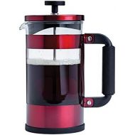 Primula Melrose French Tea Maker, Stainless Steel Coffee Press, Premium Filtration with No Grounds, Heat Resistant Borosilicate Glass, 8 Cup, Red