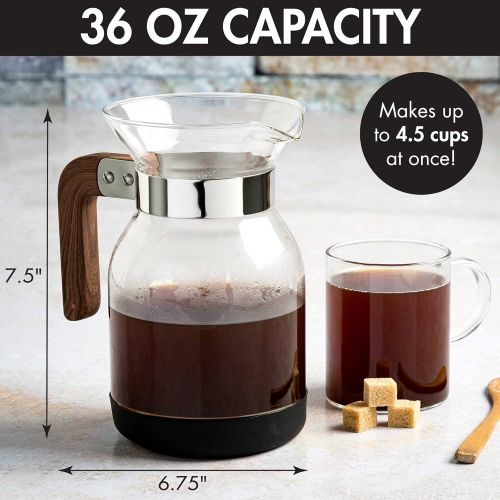  [아마존베스트]Primula Park Set with Permanent Reusable Removable Ultra Fine Micro Mesh Stainless Steel Filter, Coffee Dripper Pour Over Maker Brewer Pot, Borosilicate Glass, Easy to Use and Clea