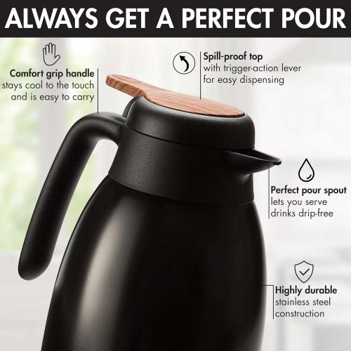  [아마존베스트]Primula Bryant Stainless Steel Thermal Coffee Carafe Double Walled Vacuum Thermos, All Day Heat Retention, Hot or Cold Beverage, 50 oz, Black