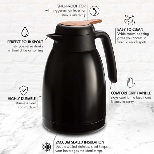  [아마존베스트]Primula Bryant Stainless Steel Thermal Coffee Carafe Double Walled Vacuum Thermos, All Day Heat Retention, Hot or Cold Beverage, 50 oz, Black