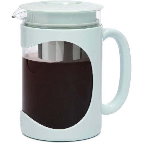  [아마존베스트]Primula Burke Deluxe Cold Brew Iced Coffee Maker, Comfort Grip Handle, Durable Glass Carafe, Removable Mesh Filter, Perfect 6 Cup Size, Dishwasher Safe, 1.6 Qt, Aqua