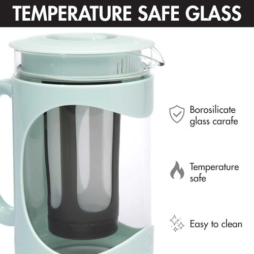  [아마존베스트]Primula Burke Deluxe Cold Brew Iced Coffee Maker, Comfort Grip Handle, Durable Glass Carafe, Removable Mesh Filter, Perfect 6 Cup Size, Dishwasher Safe, 1.6 Qt, Aqua