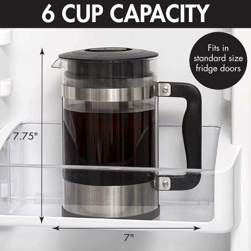  [아마존베스트]Primula 2-in-1 French Press Cold Brew One Coffee Maker, Comfort Grip Handle, Durable Glass Carafe, Perfect Size, 6 Cup, Stainless Steel