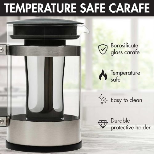  [아마존베스트]Primula 2-in-1 French Press Cold Brew One Coffee Maker, Comfort Grip Handle, Durable Glass Carafe, Perfect Size, 6 Cup, Stainless Steel