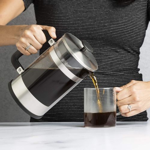  [아마존베스트]Primula 2-in-1 French Press Cold Brew One Coffee Maker, Comfort Grip Handle, Durable Glass Carafe, Perfect Size, 6 Cup, Stainless Steel