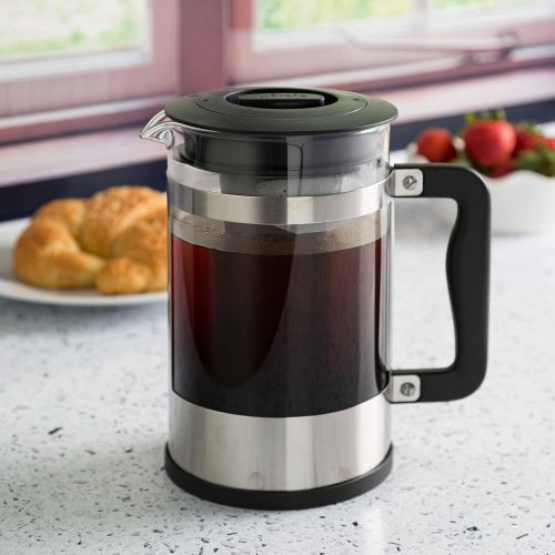  [아마존베스트]Primula 2-in-1 French Press Cold Brew One Coffee Maker, Comfort Grip Handle, Durable Glass Carafe, Perfect Size, 6 Cup, Stainless Steel