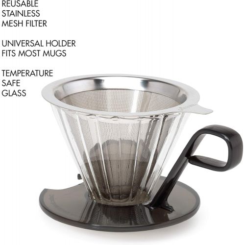  [아마존베스트]Primula PPOCD-6701 1-Cup Stainless Steel Pour Over Coffee Maker, 4.8 x 4.8 x 4.8 inches, Black