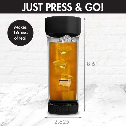  [아마존베스트]Primula Press and Go Double Wall Loose Leaf Iced Tea Brewer Tumbler With Strainer, 16 oz, Black