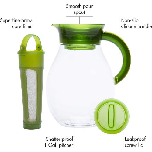  [아마존베스트]Primula The Big Iced Tea Maker Infusion, Brewer, Large Capacity, Beverage Pitcher, 1 Gallon, Green