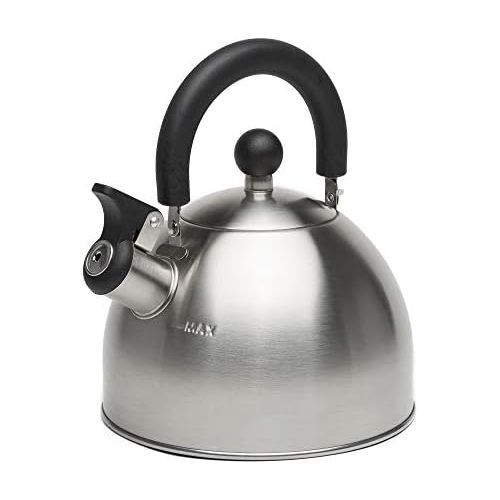  [아마존베스트]Primula Stewart Whistling Stovetop Tea Kettle Food Grade Stainless Steel, Hot Water Fast to Boil, Cool Touch Folding Handle, 1.5 Qt, Brushed