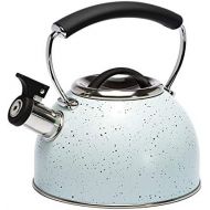 Primula Chelsea Whistling Stovetop Tea Kettle Food Grade Stainless Steel Hot Water, Fast to Boil, Cool Touch Handle, 2.3 Quart, Aqua Speckle