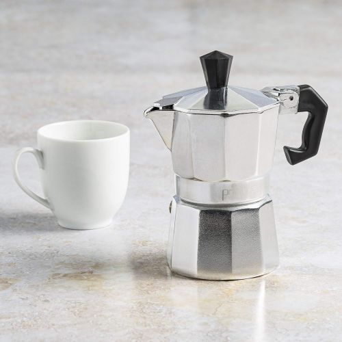  Primula Stovetop Espresso and Coffee Maker, Moka Pot for Classic Italian and Cuban Cafe Brewing, Cafetera, One Cup, Silver