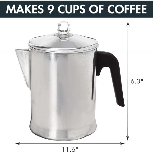  Primula Today Aluminum Stove Top Percolator Maker Durable, Brew Coffee On Stovetop, 9 Cup