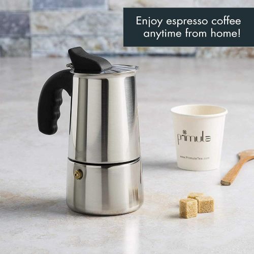  Primula Premium Stainless Steel Stovetop Espresso and Coffee Maker, Moka Pot for Classic Italian Style Cafe Brewing, Four Cup