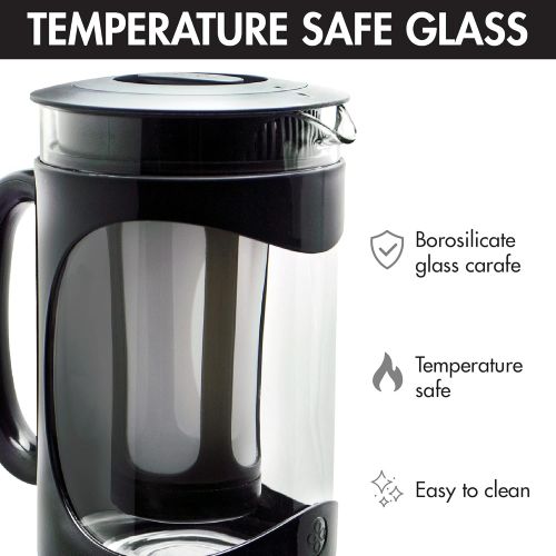  [아마존베스트]Primula Burke Deluxe Cold Brew Iced Coffee Maker, Comfort Grip Handle, Durable Glass Carafe, Removable Mesh Filter, Perfect 6 Cup Size, Dishwasher Safe, 1.6 Qt, Black