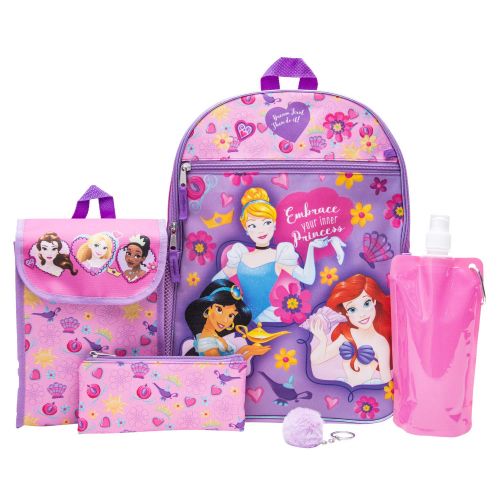  Disneys Princess Backpack Combo Set - Girls 6 Piece Backpack Set (Pink)