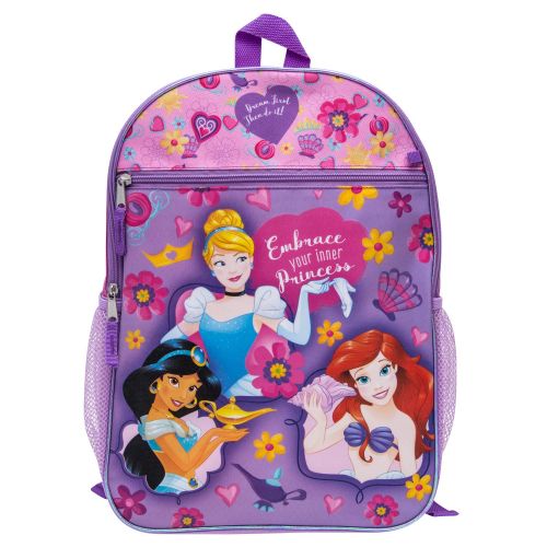  Disneys Princess Backpack Combo Set - Girls 6 Piece Backpack Set (Pink)