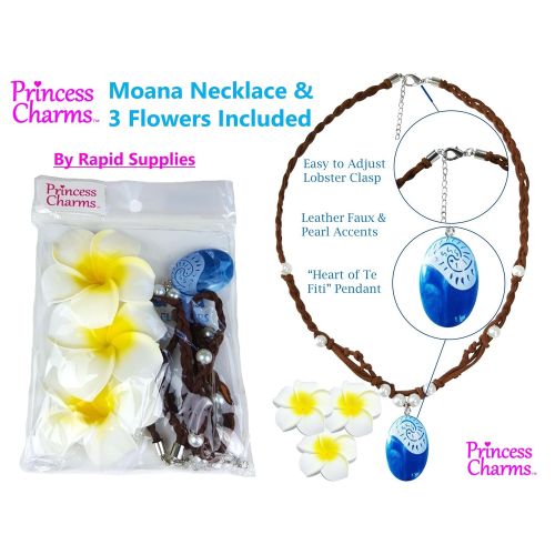  Princess Charms MOANA NECKLACE 3 Flower Clips & E-Book