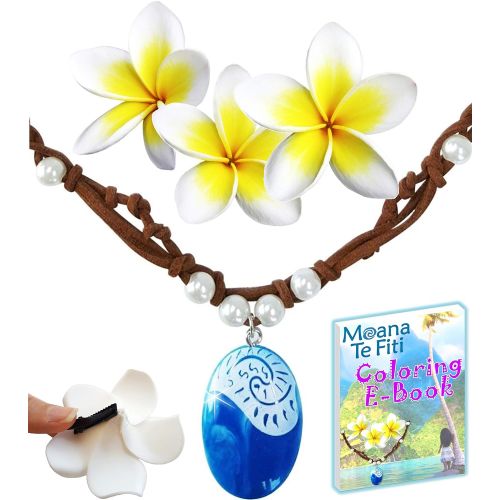  Princess Charms MOANA NECKLACE 3 Flower Clips & E-Book