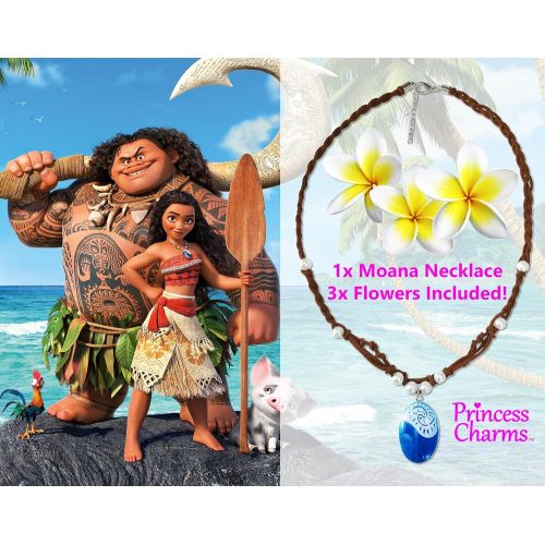  Princess Charms MOANA NECKLACE 3 Flower Clips & E-Book