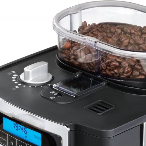  Princess 249402 Deluxe Coffee Machine with Integrated Coffee Grinder / Container for 250 g / 10 to 12 Cups / 1000 W / Digital Display / Automatic Shut-Off Time After 40 min