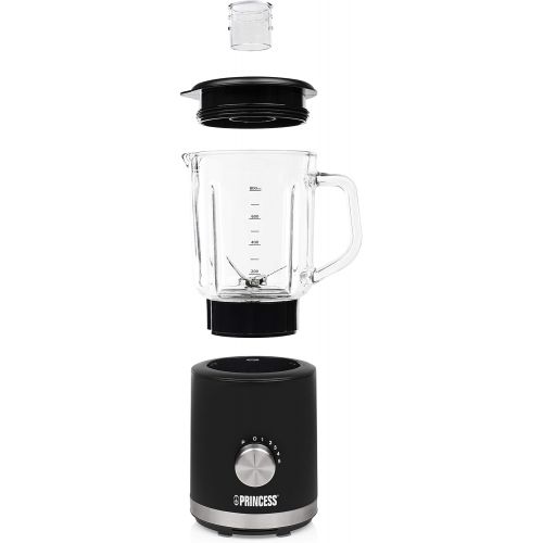  Princess 01.212078.01.001 Kompakter Standmixer/Smoothie Maker 500 Watt, mit 800ml Behalter, 212078, Schwarz, Glas