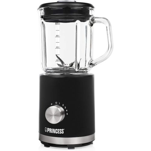  Princess 01.212078.01.001 Kompakter Standmixer/Smoothie Maker 500 Watt, mit 800ml Behalter, 212078, Schwarz, Glas