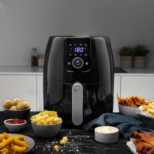  Princess 01.182025.01.001 XXL Hot Air Fryer with Digital Display without Oil Easy to Clean - 4.5 Litre Capacity 182025, 1500 Black