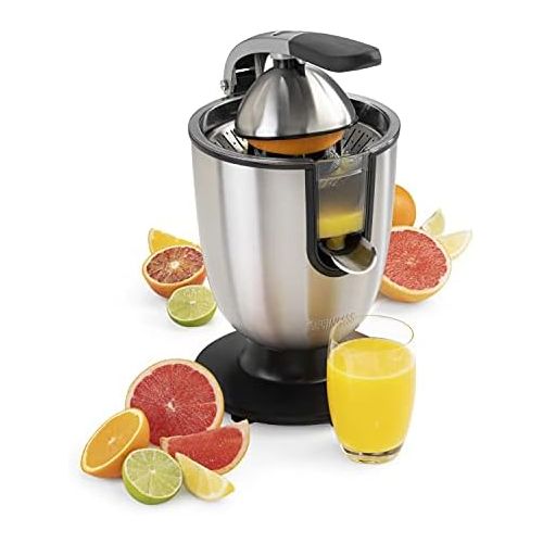  Princess Edelstahl Zitruspresse Champion Juicer - professioneller Hebelarm, 160 Watt Motor, Universalaufsatz fuer Zitrusfruechte, Fliessstopfunktion, 201852