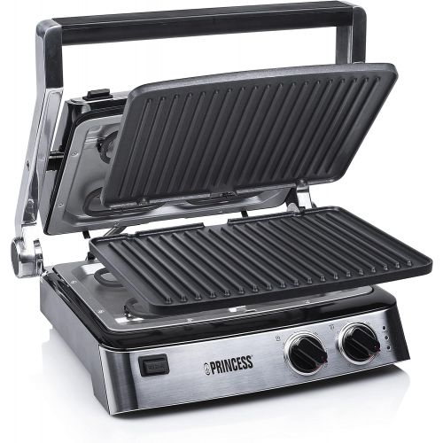  Princess Kontaktgrill/ Sandwichmaker  180° aufklappbar mit zwei einstellbaren Thermostaten, 117300