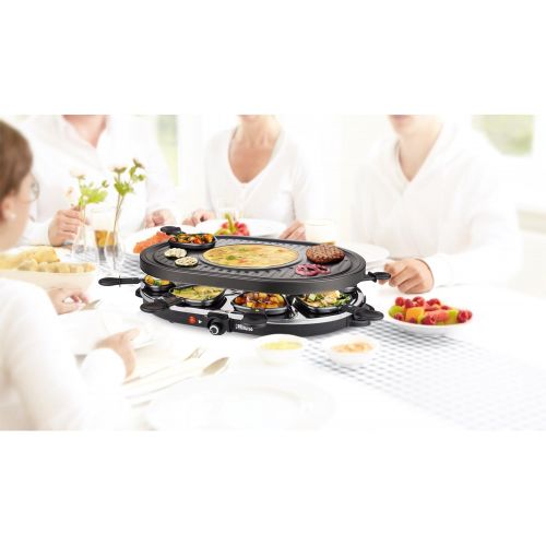  Princess Oval Grill und Party Raclette fuer bis zu 8 Personen  mit speziellem Crepe Bereich, 162700