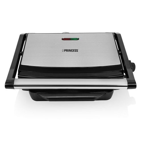  Princess Kontaktgrill 112415, Panini Grill mit Edelstahlasufuehrung, 2000 Watt, 0,75m Kabellange, 30x24cm Grillflache, antihaftbeschichtet