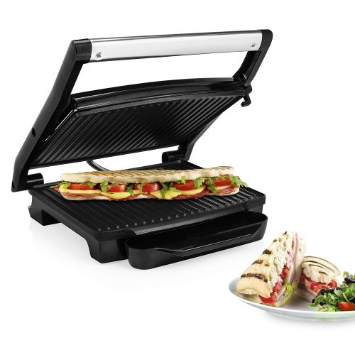  Princess Kontaktgrill 112415, Panini Grill mit Edelstahlasufuehrung, 2000 Watt, 0,75m Kabellange, 30x24cm Grillflache, antihaftbeschichtet