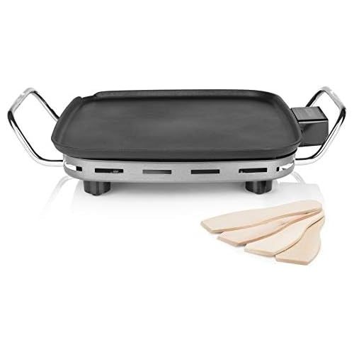  Princess 102325 XXL Table Grill, Teppanyaki Grill Plate, Includes 4 Wooden Spatulas, 36 x 60 cm