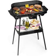 Princess elektrischer Tisch- und Standgrill - 47x28cm Grillflache, mit Windschutz, regelbare Heizstufe, 2000 Watt, 112247