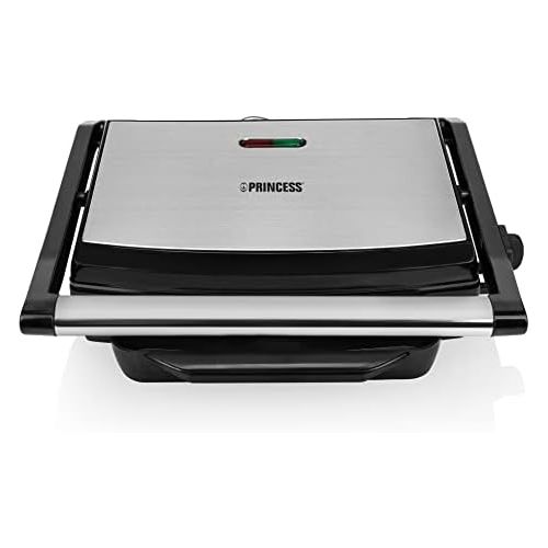  Princess Panini 01.112415.01.001 High Quality Contact Grill with Movable Lid Stainless Steel Black / Stainless Steel