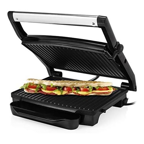  Princess Panini 01.112415.01.001 High Quality Contact Grill with Movable Lid Stainless Steel Black / Stainless Steel