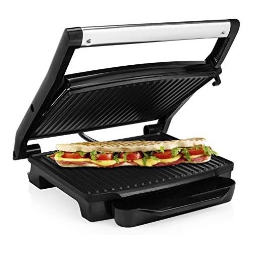  Princess Panini 01.112415.01.001 High Quality Contact Grill with Movable Lid Stainless Steel Black / Stainless Steel